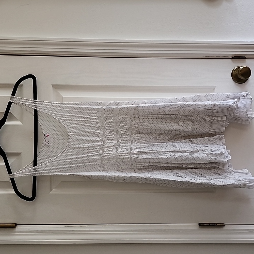 Intimately Free People White with Grey Dot Slip Dress